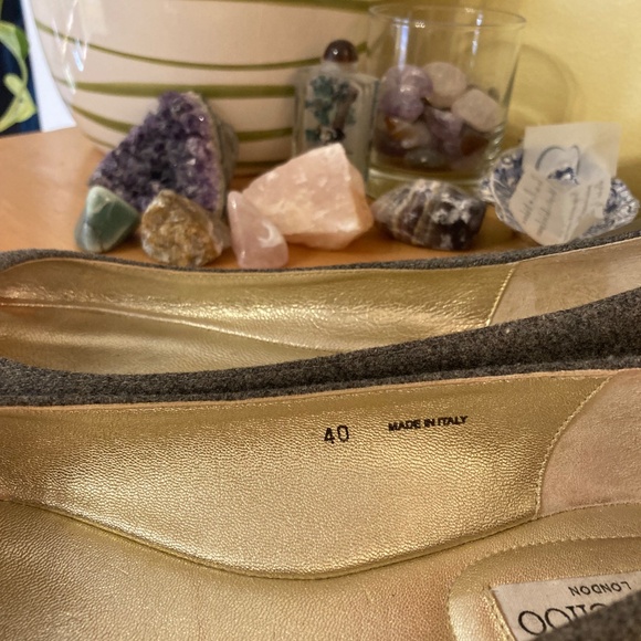 Jimmy Choo Whirl 40 US 9-9.5 Silver Cap Toe Wool Slip On Flats Shoes MSRP $425 - Picture 7 of 11